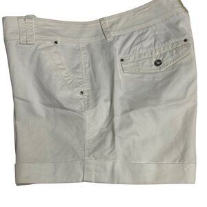 White House Black Market Womens White Cotton Blend Cuffed Shorts Size 8‎